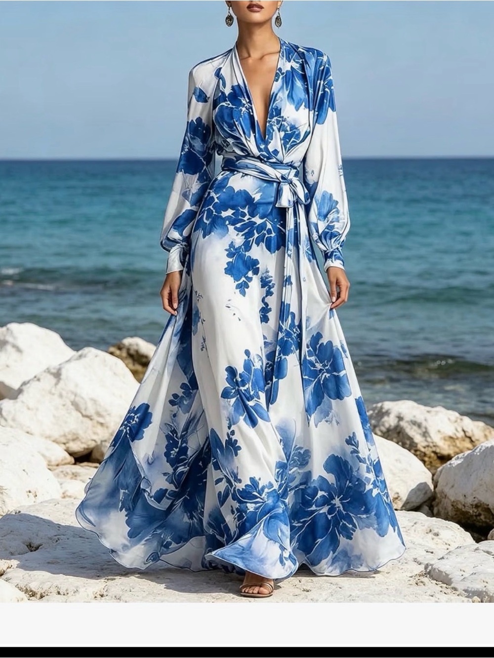 Blue Floral Long Dress
